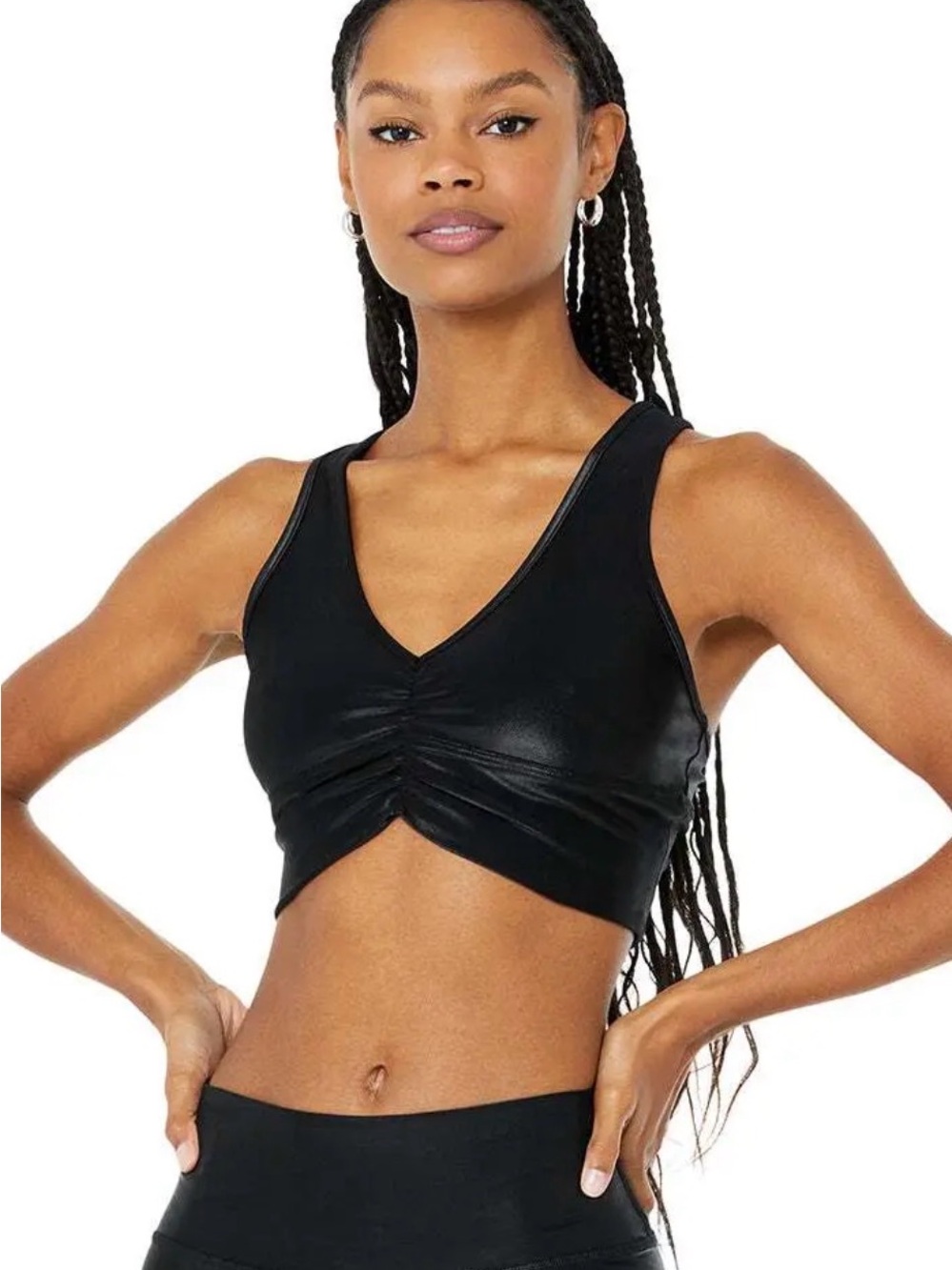 Alo Yoga Shine Wild Thing Longline Sports Bra Black Size M